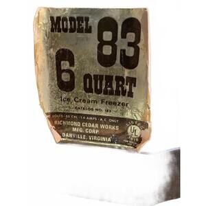 Model 83 6 Quart Ice Cream Freezer